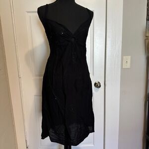 Black Embroidered Dress Sleeveless Sundress Casual Summer Mini y2k